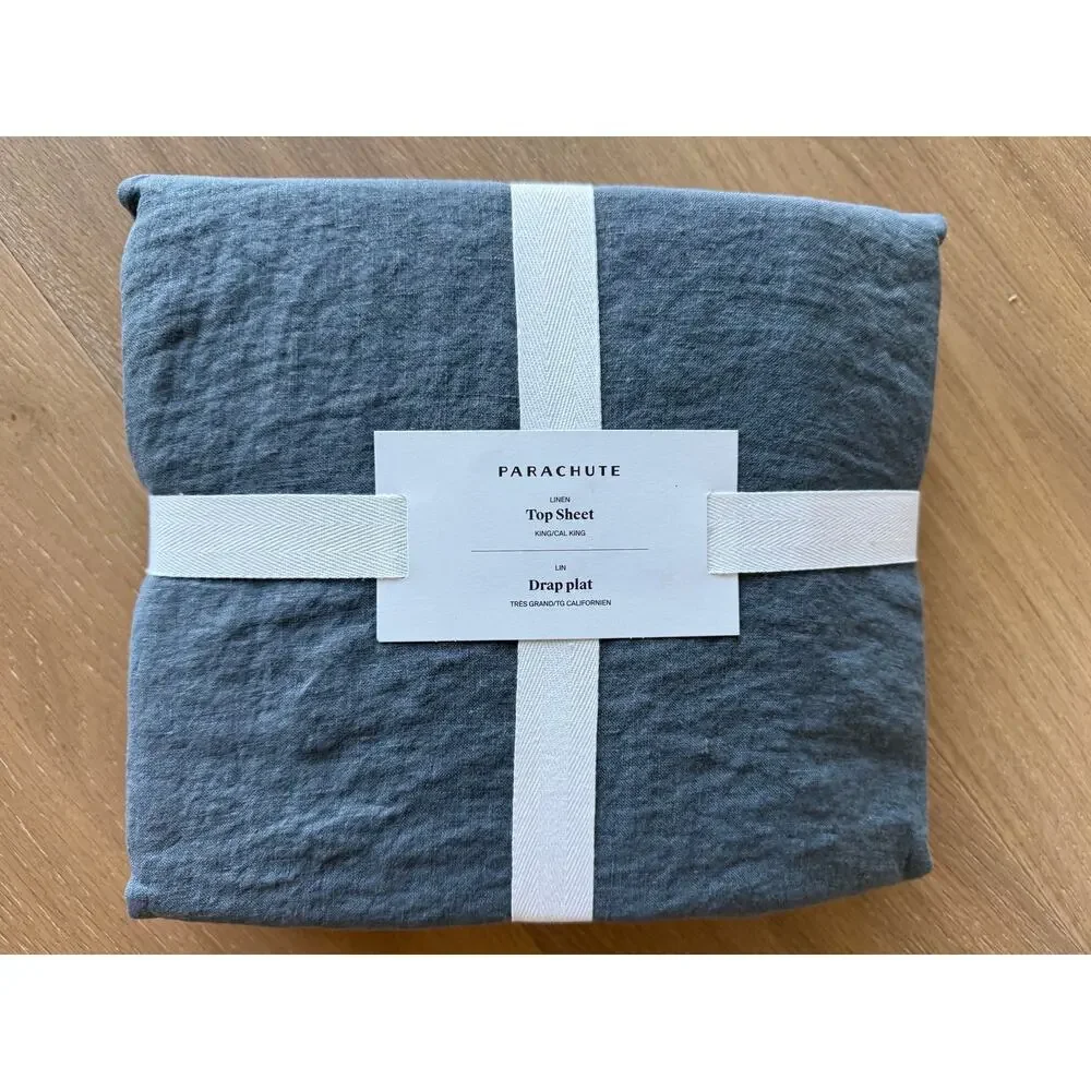 New Parachute Home Linen Top Sheet King or Cal King Size in Dusk Blue